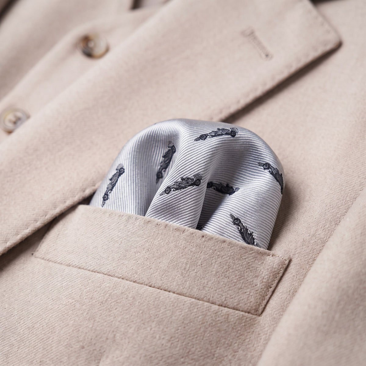 F1 Racing Car Grey Pocket Square