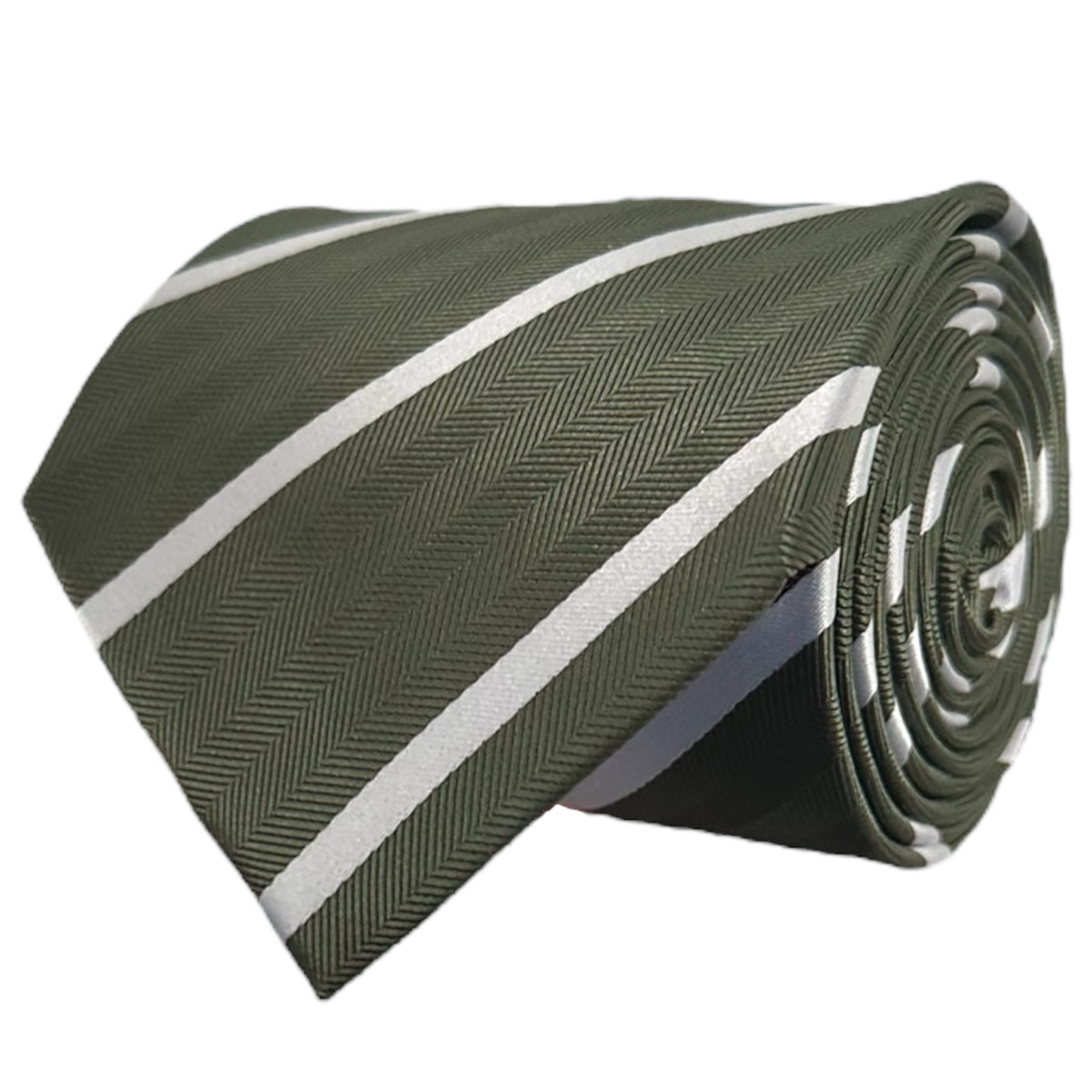 Khaki & White Stripe Tie - Hawksmoor Edit