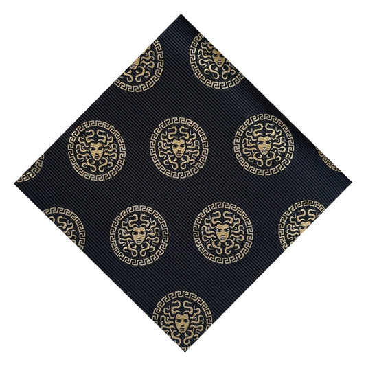 Medusa Pocket Square Black & Gold