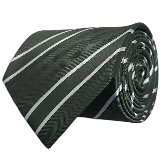 Forest Green & White Stripe Tie - Charleston Edit