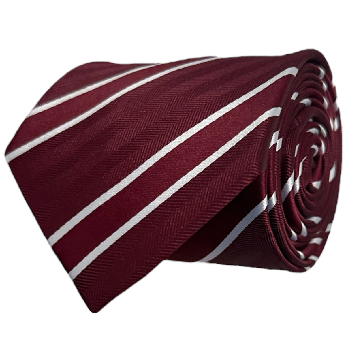 Burgundy & White Stripe Tie - Charleston Edit