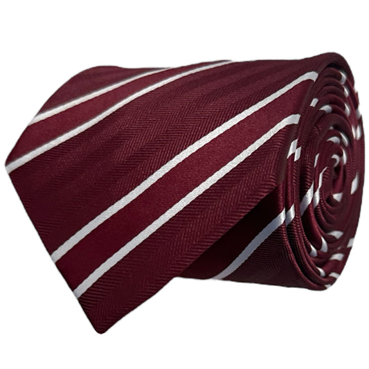 Burgundy & White Stripe Tie - Charleston Edit