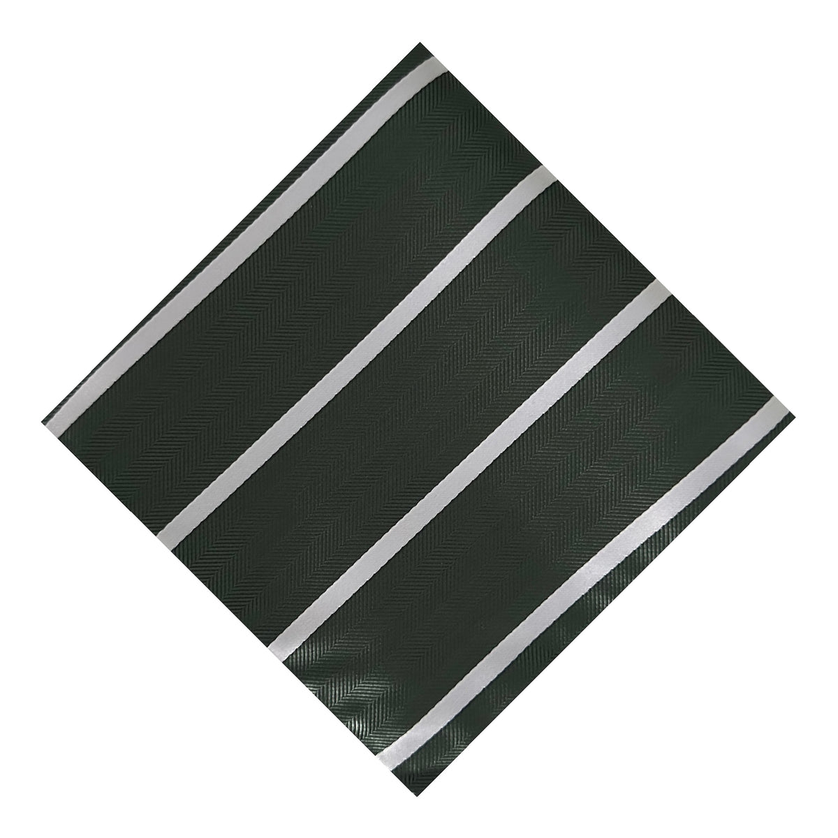 Forest Green & White Stripe Pocket Square - Hawksmoor Edit