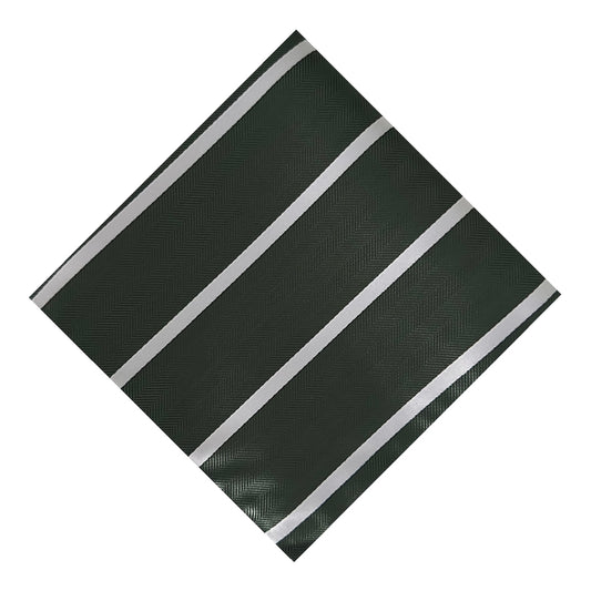 Forest Green & White Stripe Pocket Square - Hawksmoor Edit