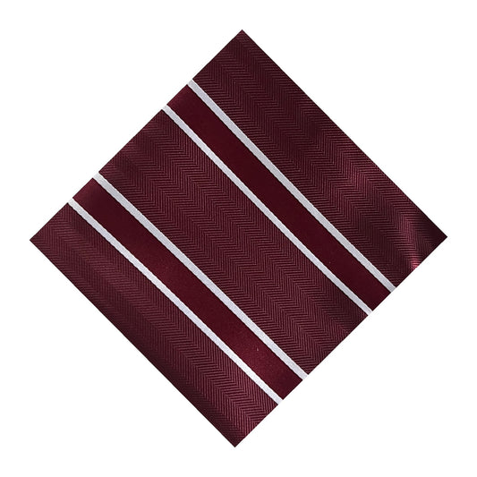 Burgundy & White Stripe Pocket Square - Charleston Edit