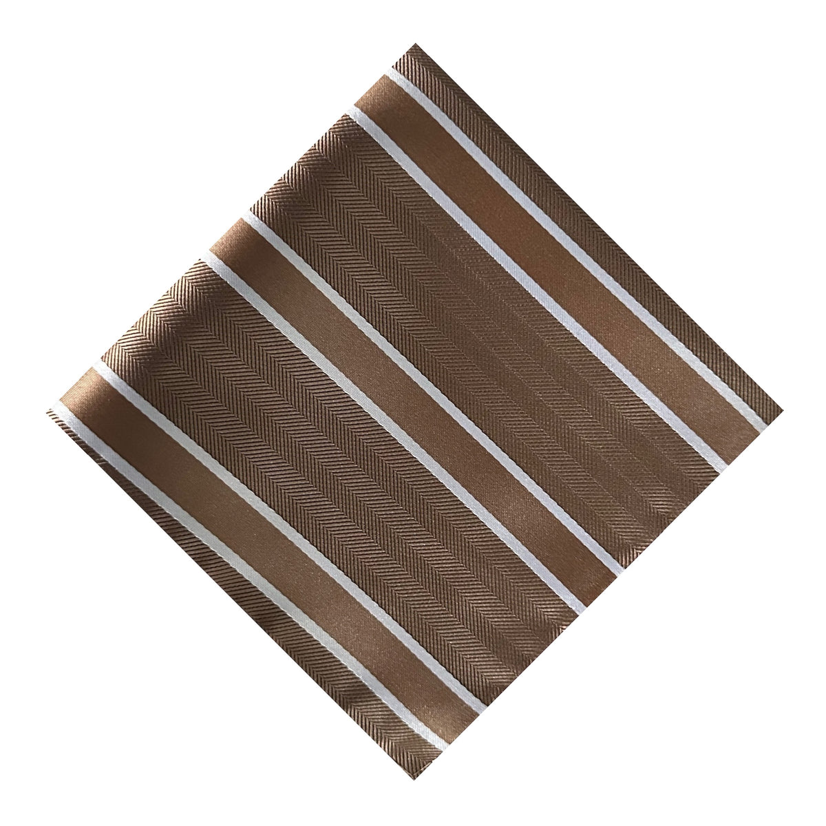 Mocha & White Stripe Pocket Square - Charleston Edit