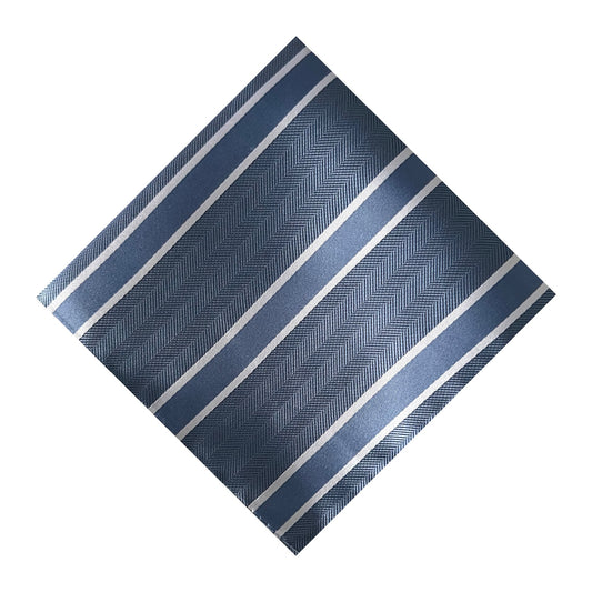 Steel blue & White Stripe Pocket Square - Charleston Edit