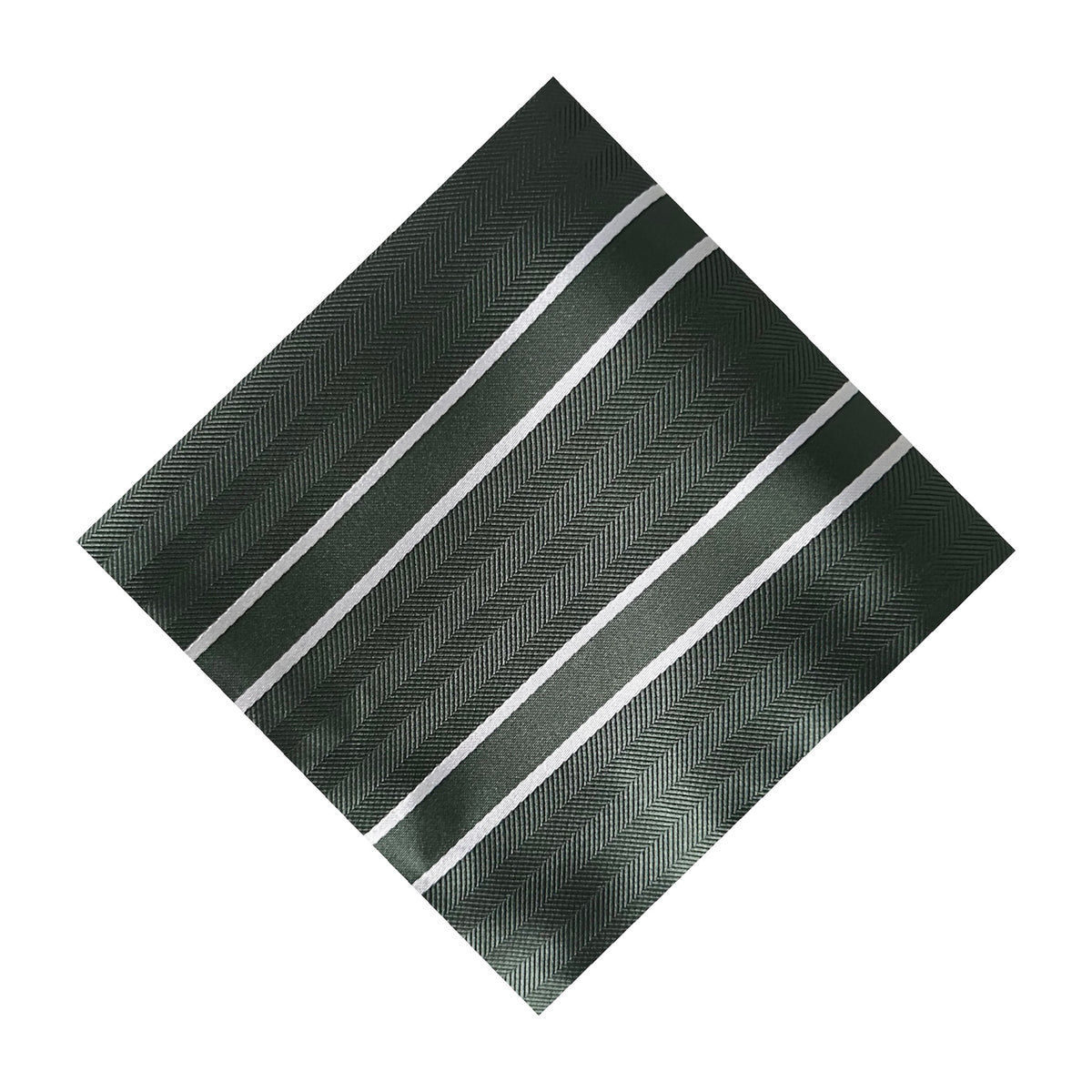 Forest Green & White Stripe Pocket Square - Charleston Edit