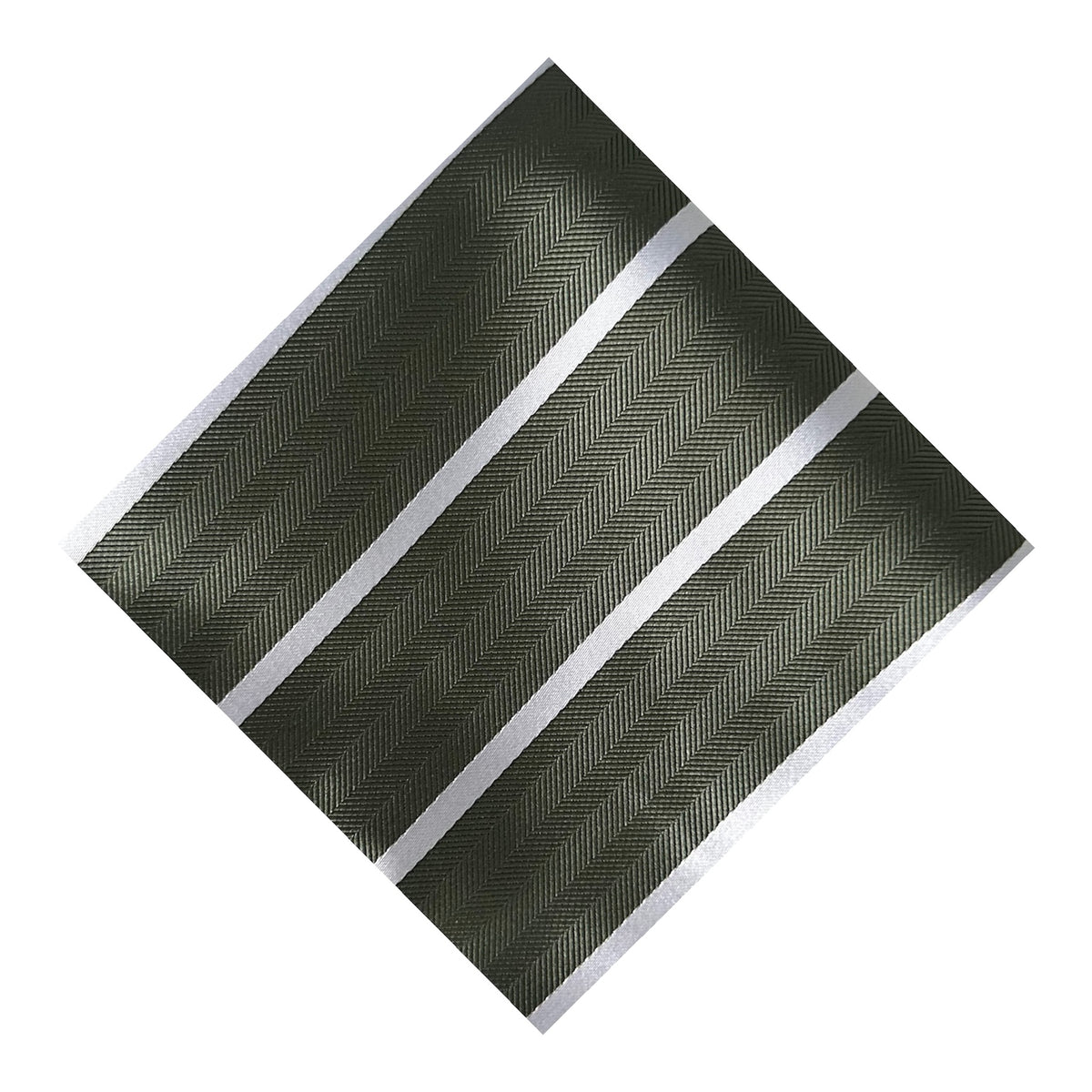 Khaki & White Stripe Pocket Square - Hawksmoor Edit