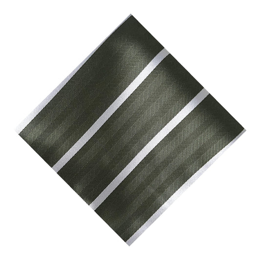 Khaki & White Stripe Pocket Square - Hawksmoor Edit