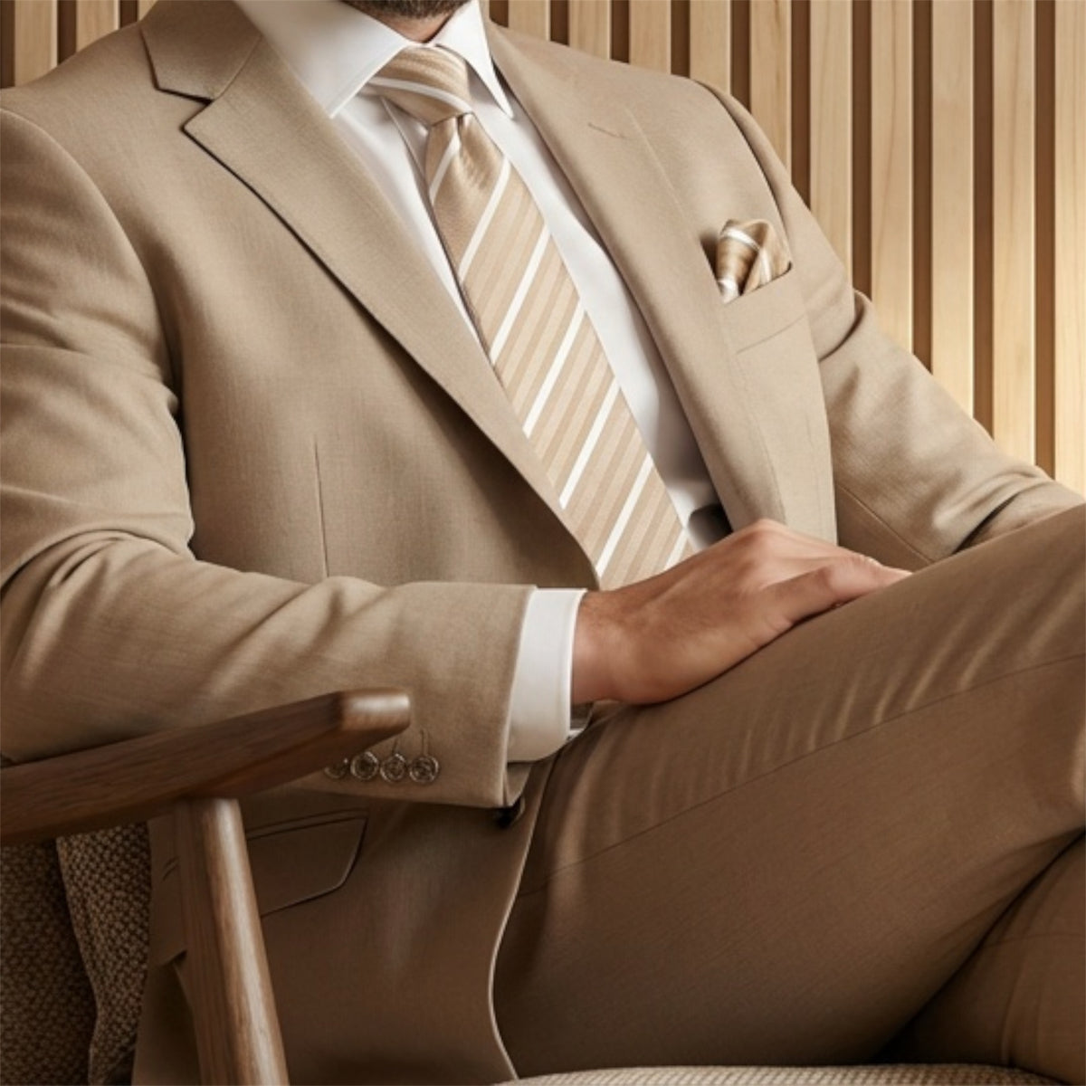 Cappuccino Stripe Pocket Square - Hawksmoor Edit