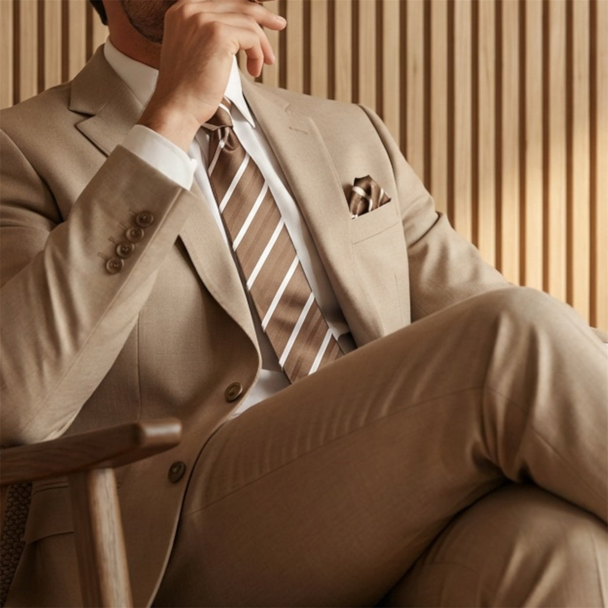 Mocha & White Stripe Tie - Hawksmoor Edit