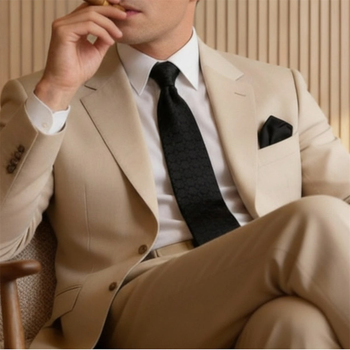 Black Noir Textured Pocket Square