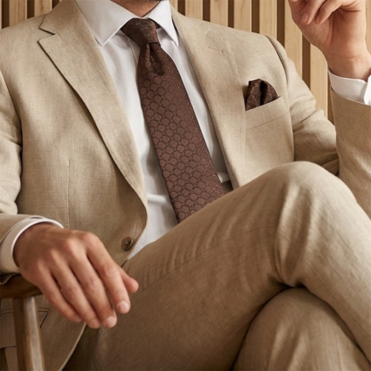 Red Brown Textured Pocket Square