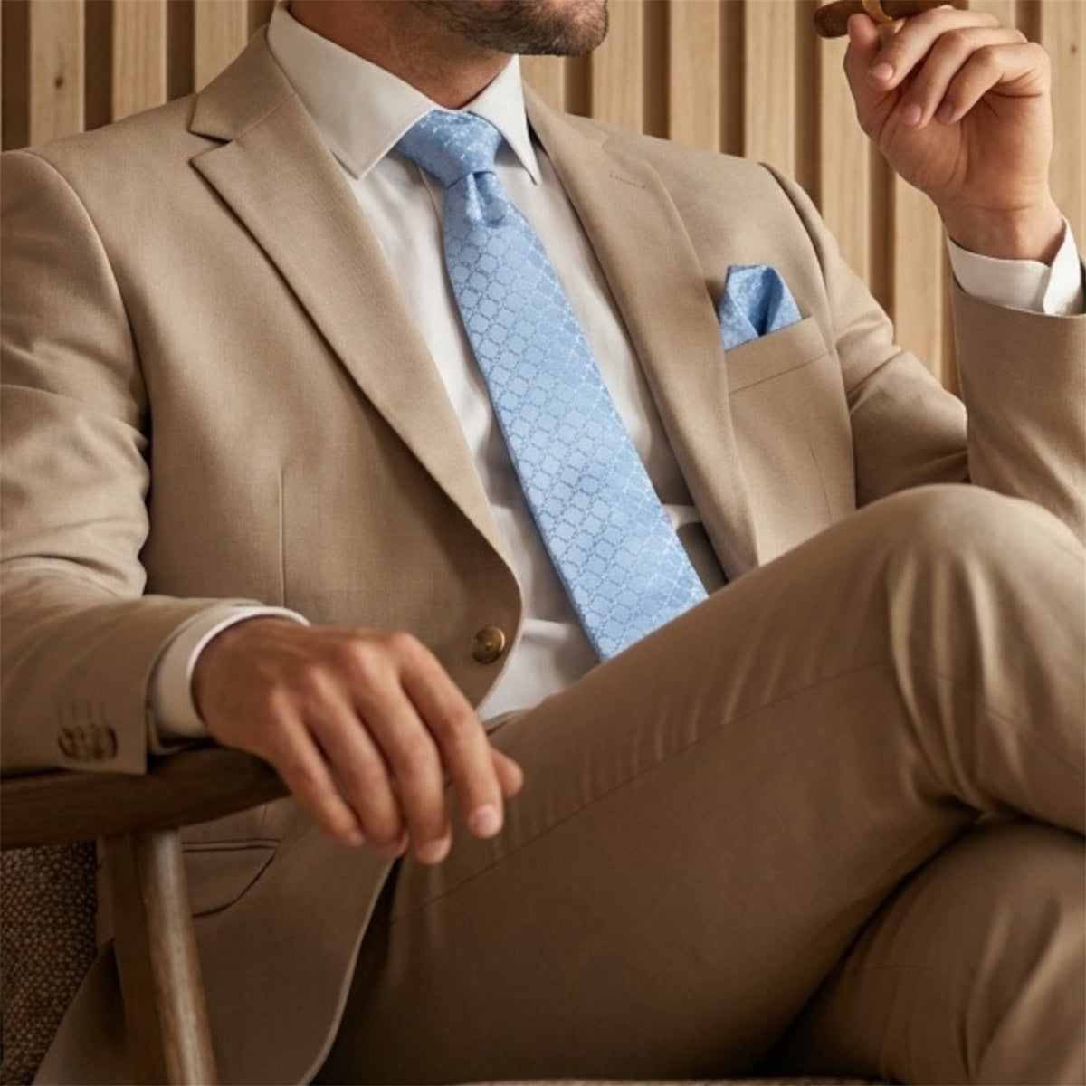 Pastel Blue Textured Pocket Square