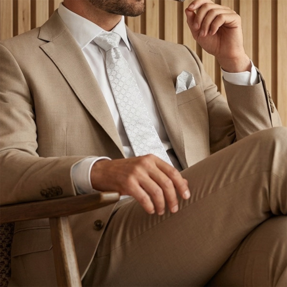 Light Grey Textured Pocket Square