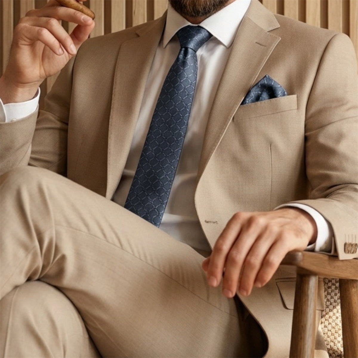 Steel Blue Textured Pocket Square