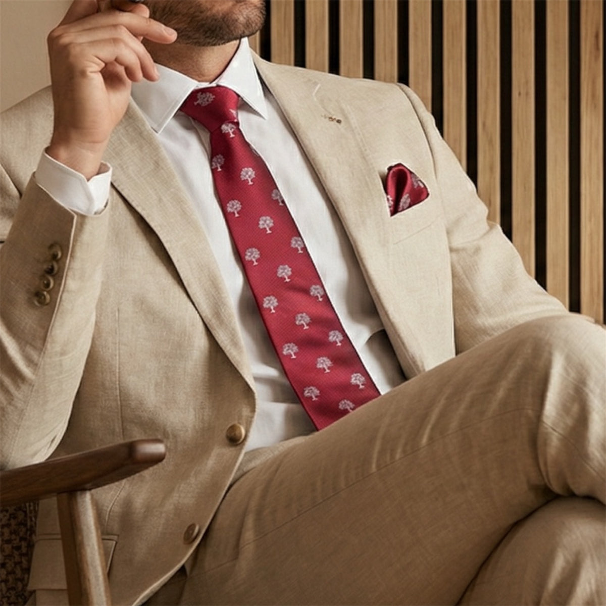 Tree Tie Red & Silver