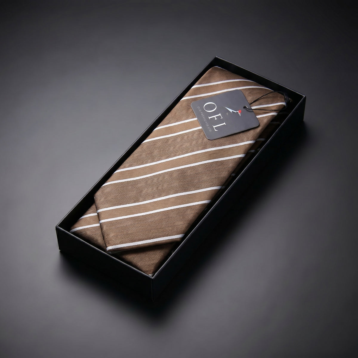 Mocha & White Stripe Tie - Charleston Edit