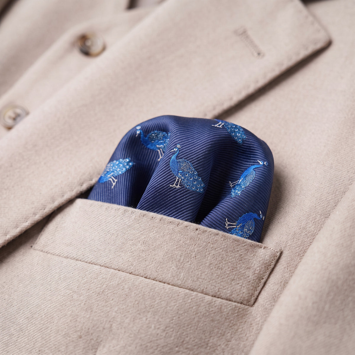 Peacock Pocket Square