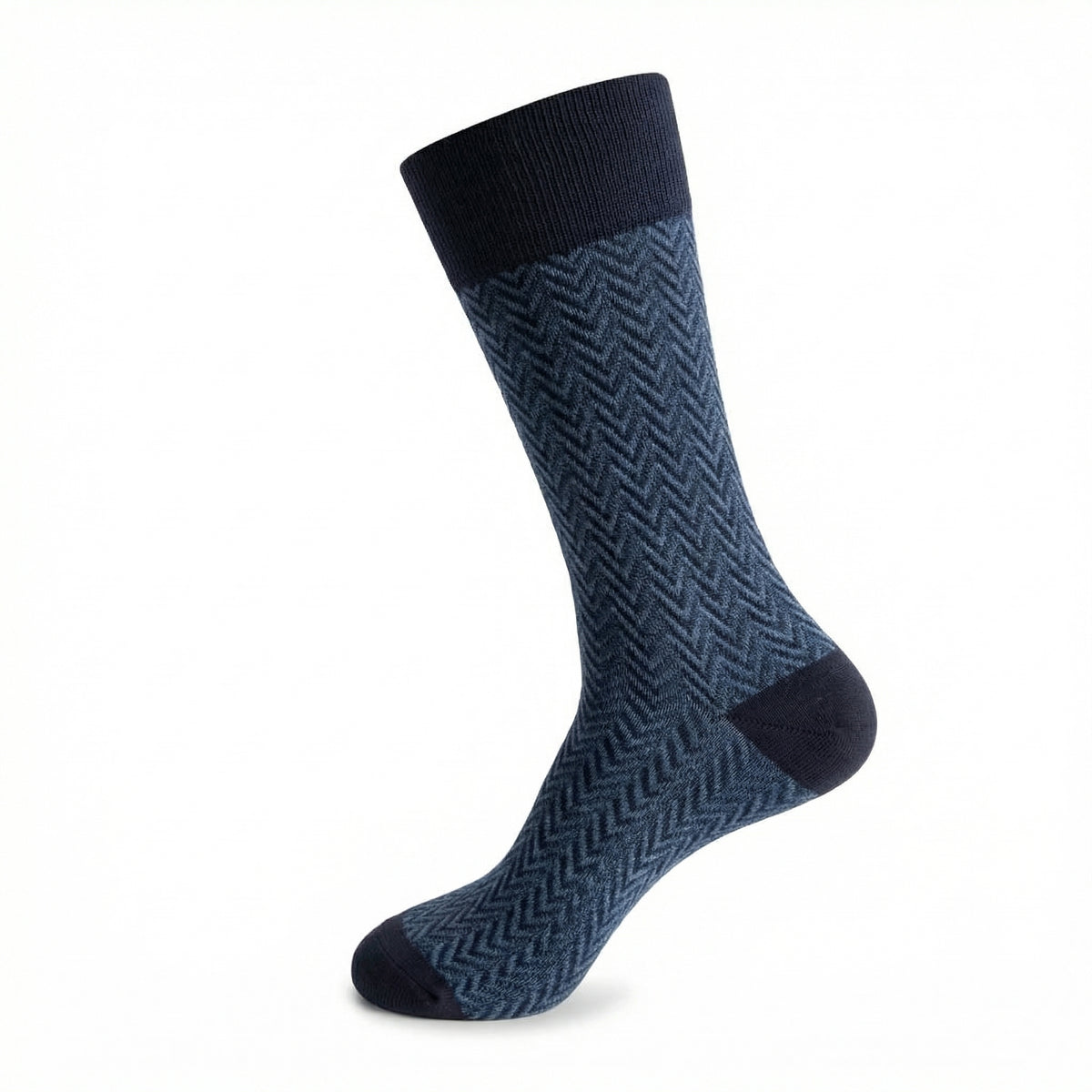 Navy Mercerised Herringbone Business Socks