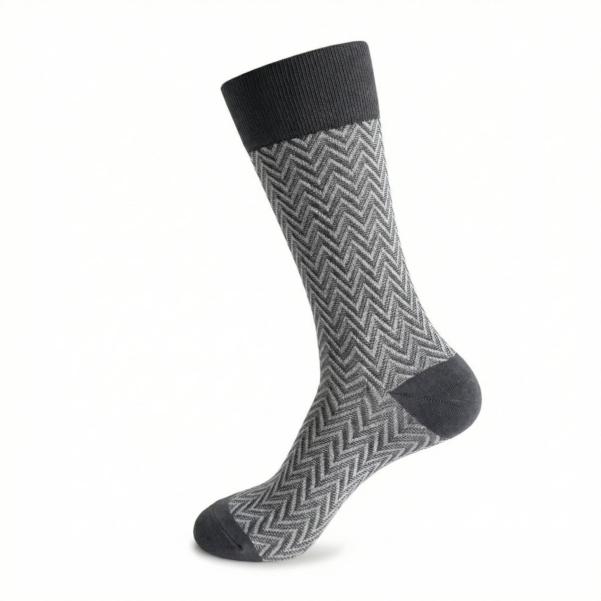 Grey Mercerised Herringbone Business Socks