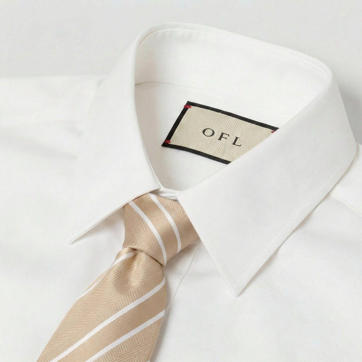 Beige & White Stripe Tie - Charleston Edit