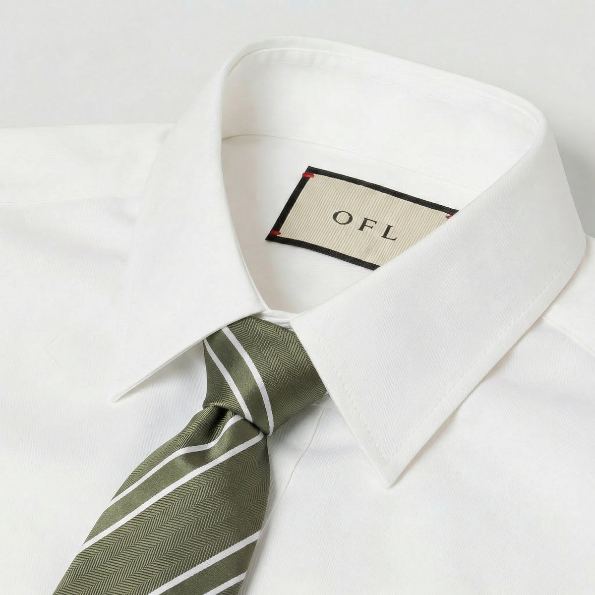 Khaki & White Stripe Tie - Charleston Edit